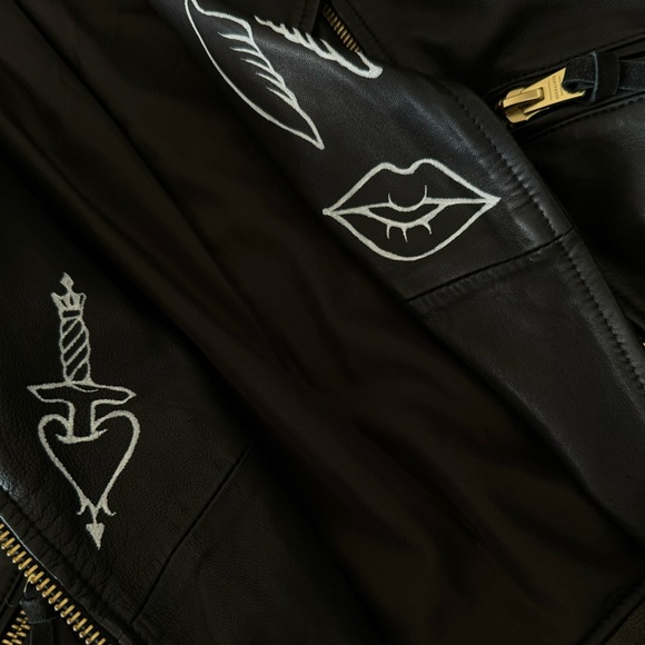 AllSaints Exclusive Pre-Customized Balfern Belted Hem Leather Biker Jacket - Picture 6 of 10